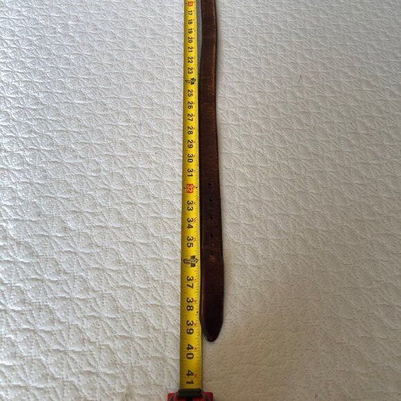 NAUTICA Casual Dress Belt Leather with Solid Brass Logo Buckle Brown 40 inches - Picture 4 of 4
